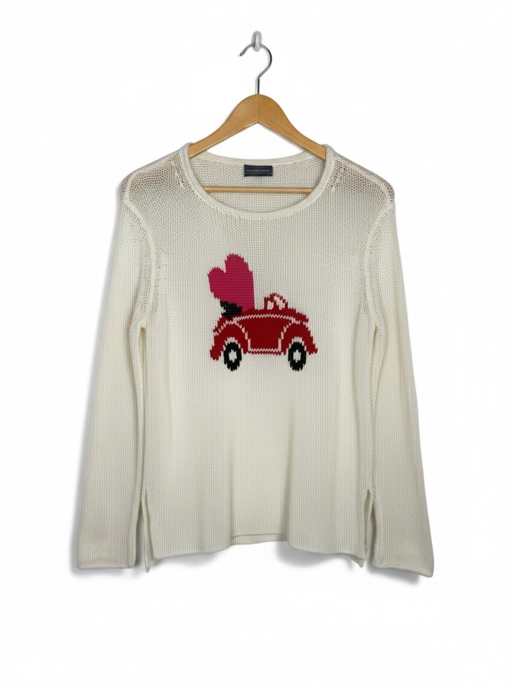Wooden Ships Cream Volkswagen Heart Long Sleeve Cotton Sweater S/M Novelty